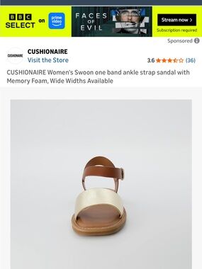 Cushionaire Women's One-Band Ankle Strap Sandal — Brown & Gold